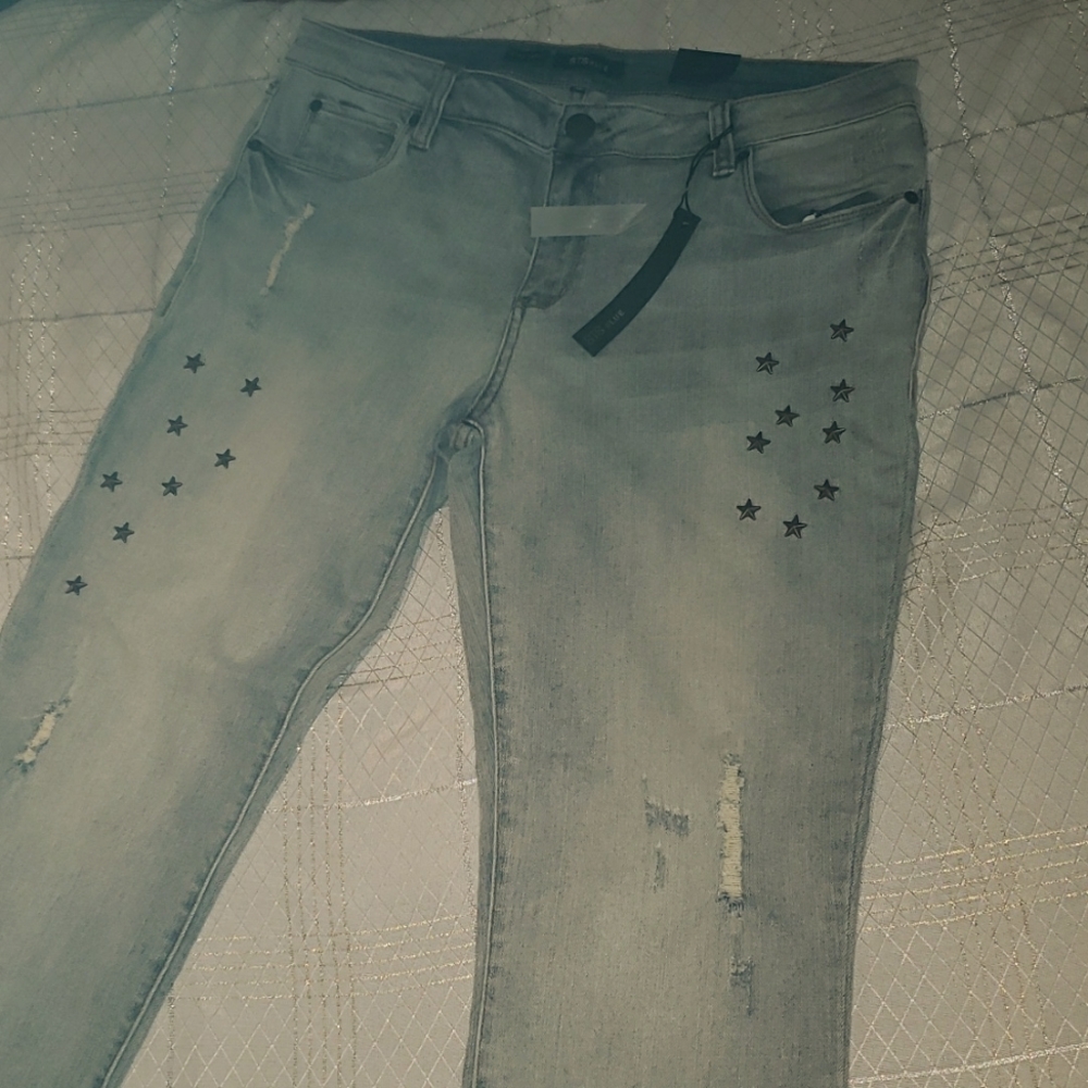 STS BLUE New Jeans Tomboy Star Studded Raw Hem Ankle Blue Pants NWT Women's 32 - Picture 15 of 17
